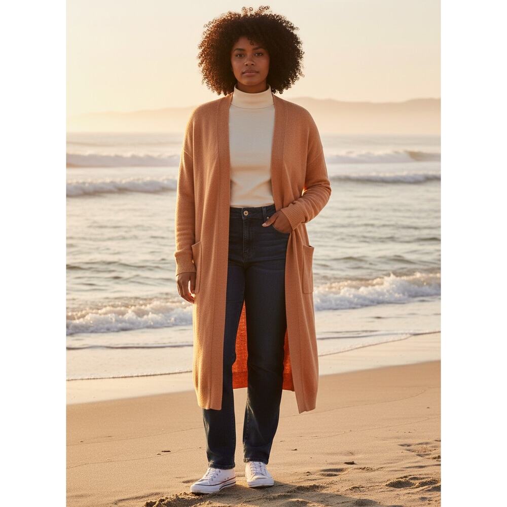 Ruby Moon Burnt Orange Long Cardigan Duster Pockets Lagenlook M